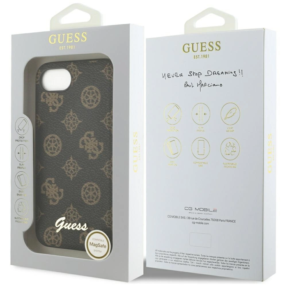 Guess Peony Script Logo MagSafe iPhone 16e Case Blackeng