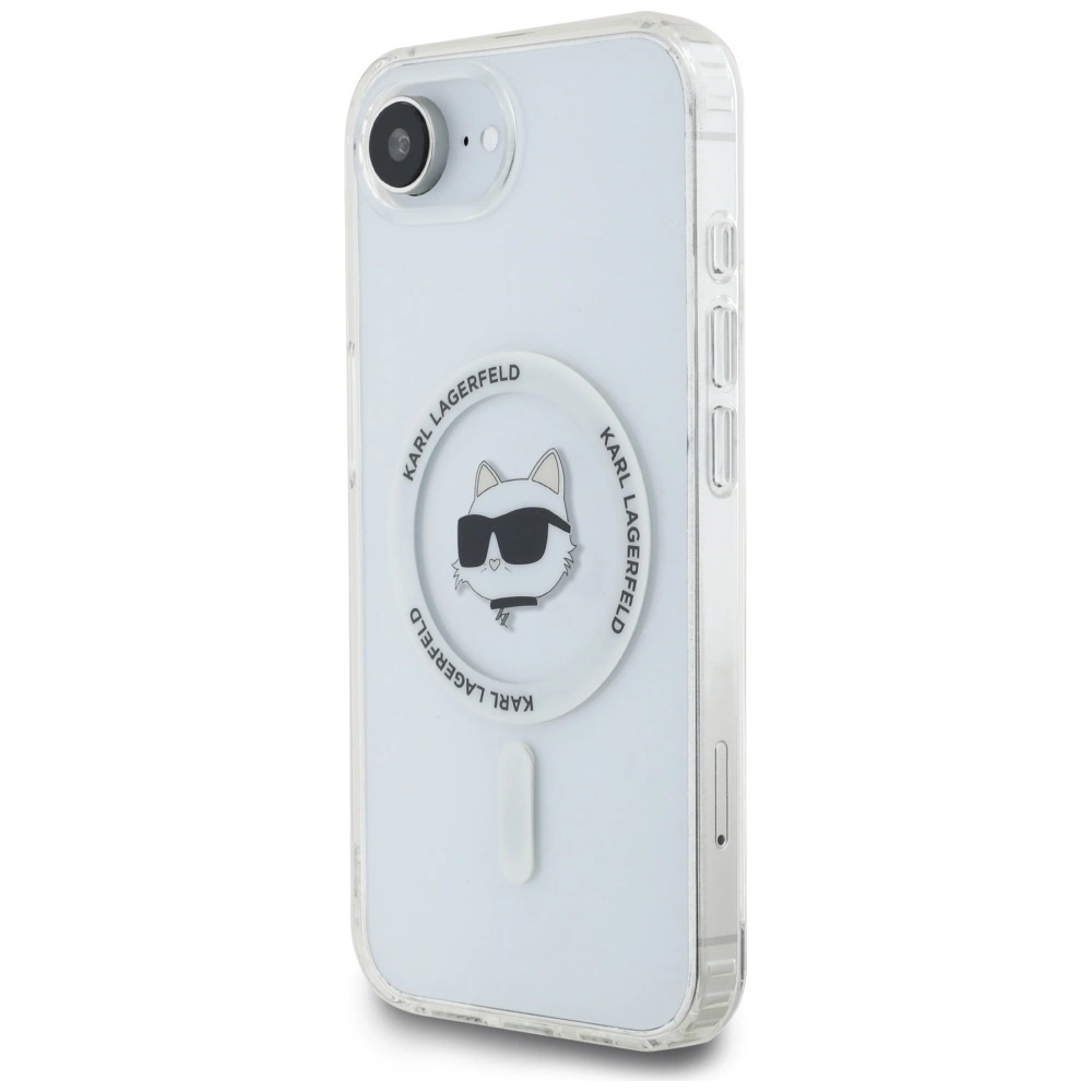 Karl Lagerfeld IML Metal Choupette Head MagSafe iPhone 16e Case - Whiteeng