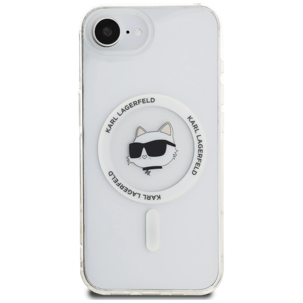 Karl Lagerfeld IML Metal Choupette Head MagSafe iPhone 16e Case - Whiteeng