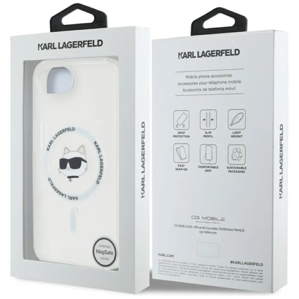 Karl Lagerfeld IML Metal Choupette Head MagSafe iPhone 16e Case - Whiteeng