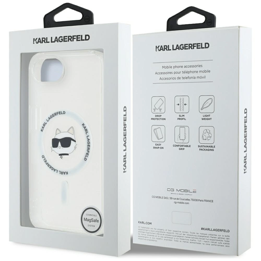 Karl Lagerfeld IML Metal Choupette Head MagSafe iPhone 16e Case - Whiteeng
