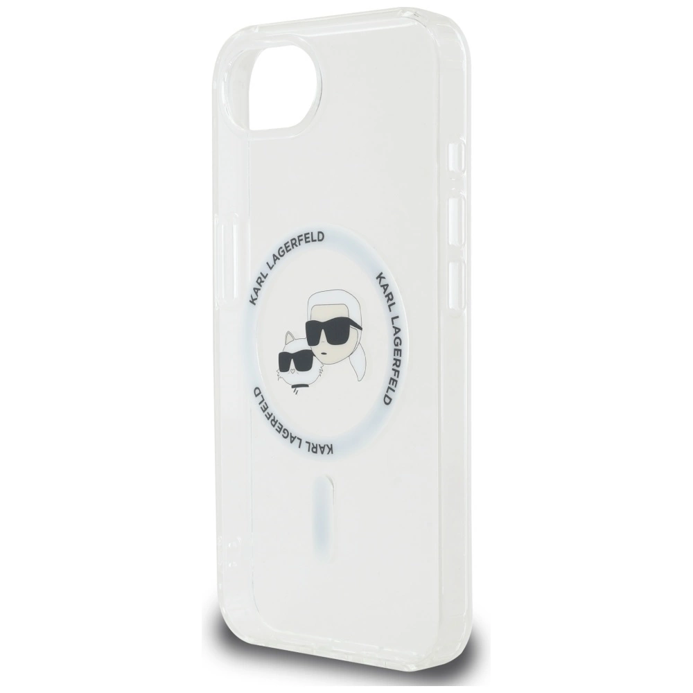 Karl Lagerfeld IML Metal Karl & Choupette Heads MagSafe iPhone 16e Case - Whiteeng