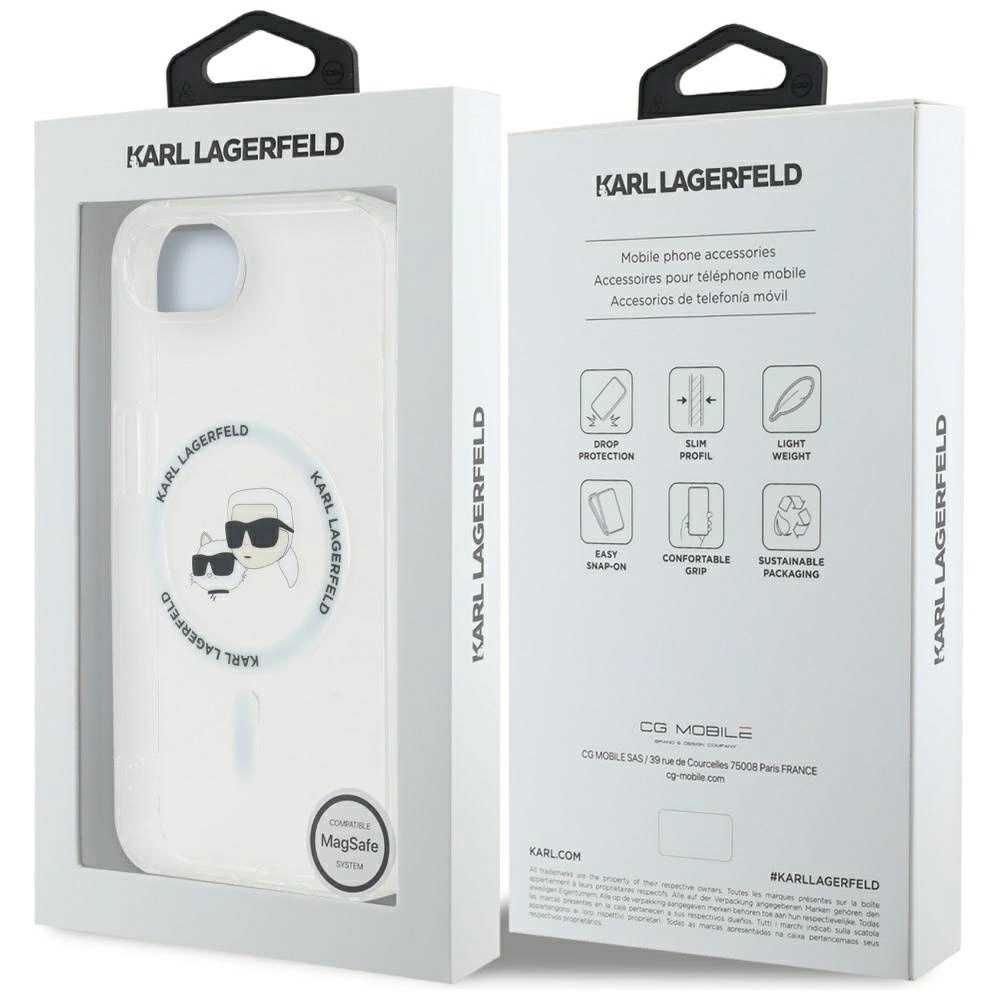 Karl Lagerfeld IML Metal Karl & Choupette Heads MagSafe iPhone 16e Case - Whiteeng