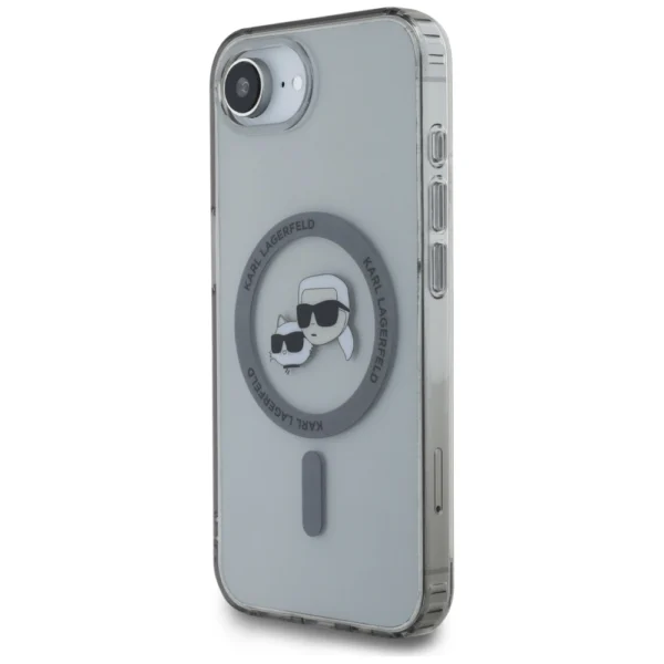 Karl Lagerfeld IML Metal Karl & Choupette Heads MagSafe iPhone 16e Case - Blackeng