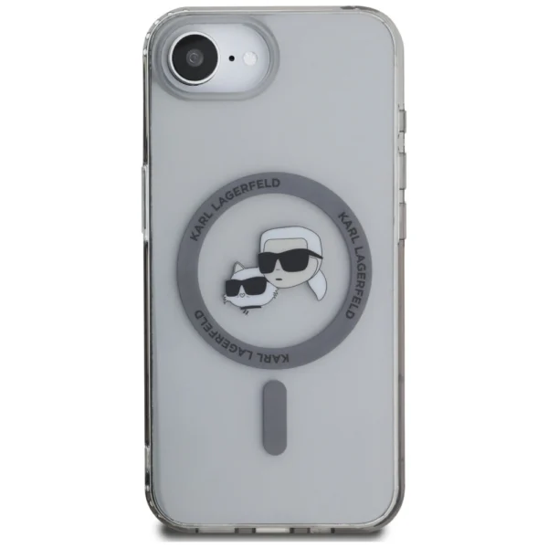 Karl Lagerfeld IML Metal Karl & Choupette Heads MagSafe iPhone 16e Case - Blackeng
