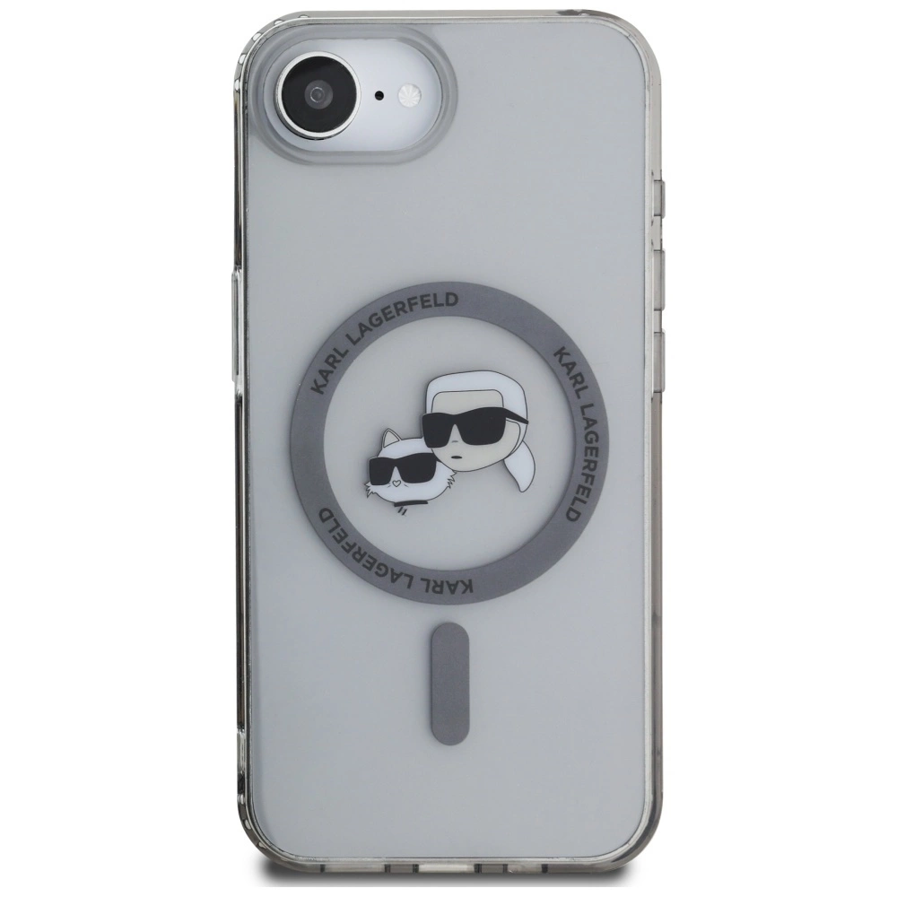 Karl Lagerfeld IML Metal Karl & Choupette Heads MagSafe iPhone 16e Case - Blackeng