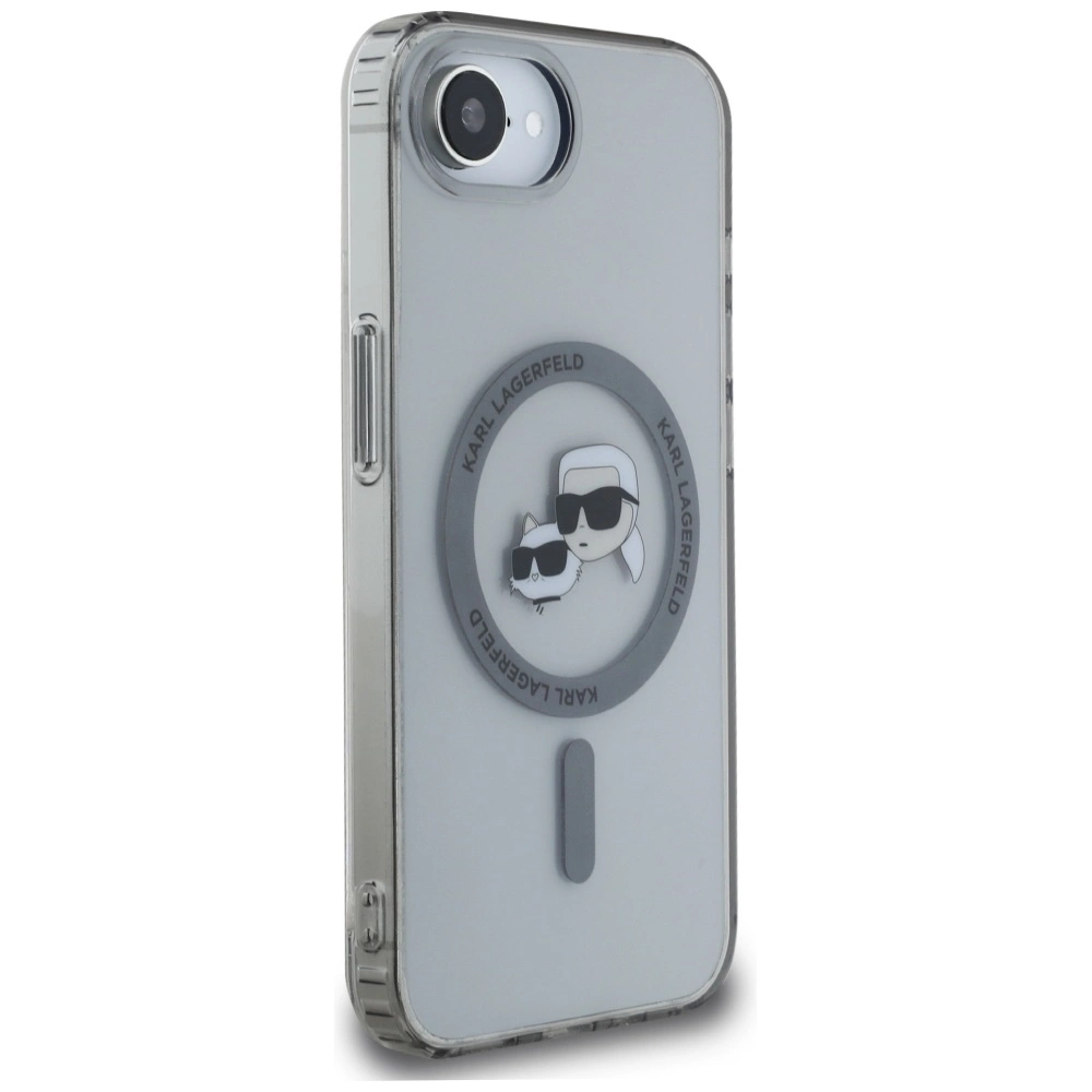 Karl Lagerfeld IML Metal Karl & Choupette Heads MagSafe iPhone 16e Case - Blackeng