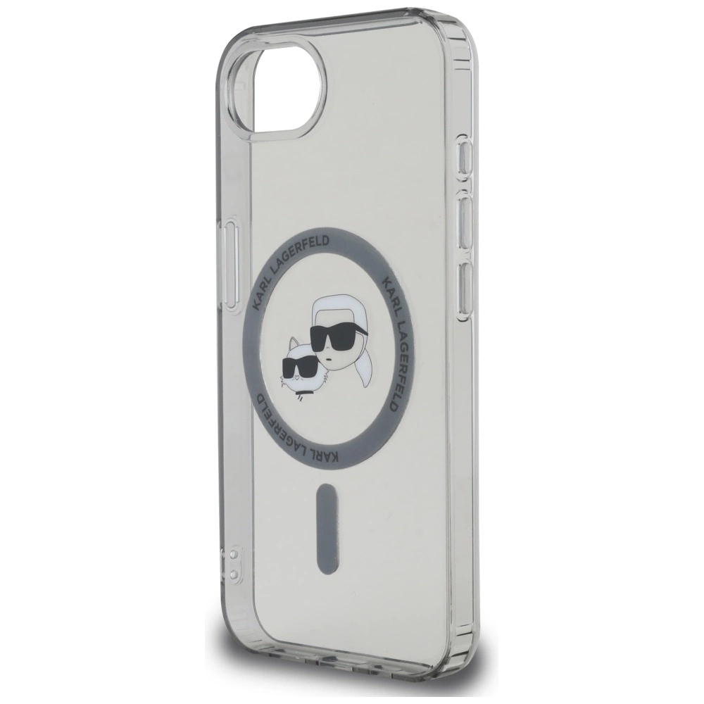 Karl Lagerfeld IML Metal Karl & Choupette Heads MagSafe iPhone 16e Case - Blackeng