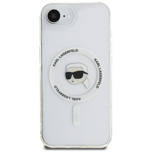 Karl Lagerfeld IML Metal Karl Head MagSafe Case for iPhone 16e Whiteeng