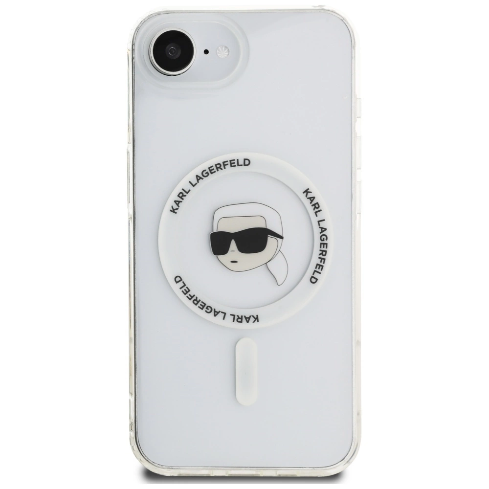 Karl Lagerfeld IML Metal Karl Head MagSafe Case for iPhone 16e Whiteeng