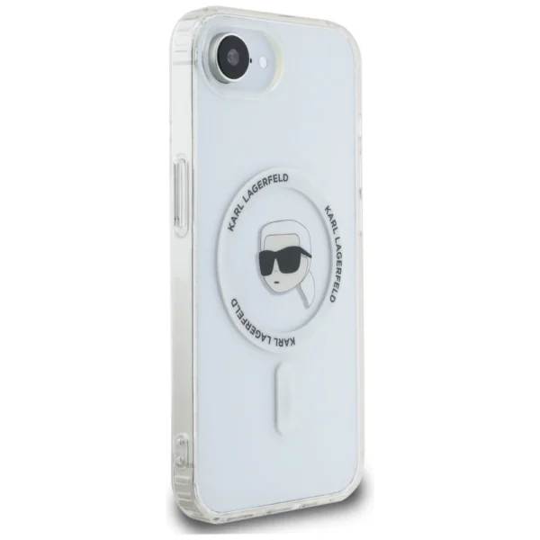 Karl Lagerfeld IML Metal Karl Head MagSafe Case for iPhone 16e Whiteeng