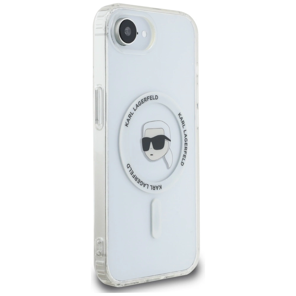 Karl Lagerfeld IML Metal Karl Head MagSafe Case for iPhone 16e Whiteeng