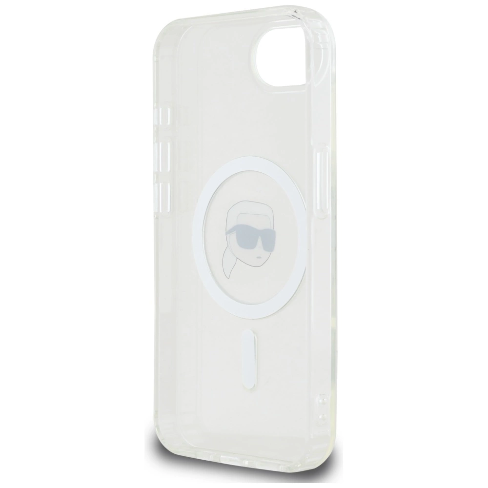 Karl Lagerfeld IML Metal Karl Head MagSafe Case for iPhone 16e Whiteeng