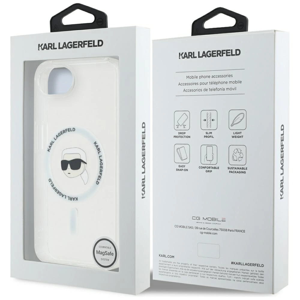 Karl Lagerfeld IML Metal Karl Head MagSafe Case for iPhone 16e Whiteeng