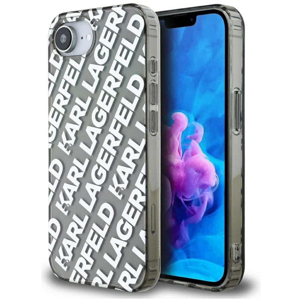 Karl Lagerfeld IML Repeat Logo case for iPhone 16e - silvereng