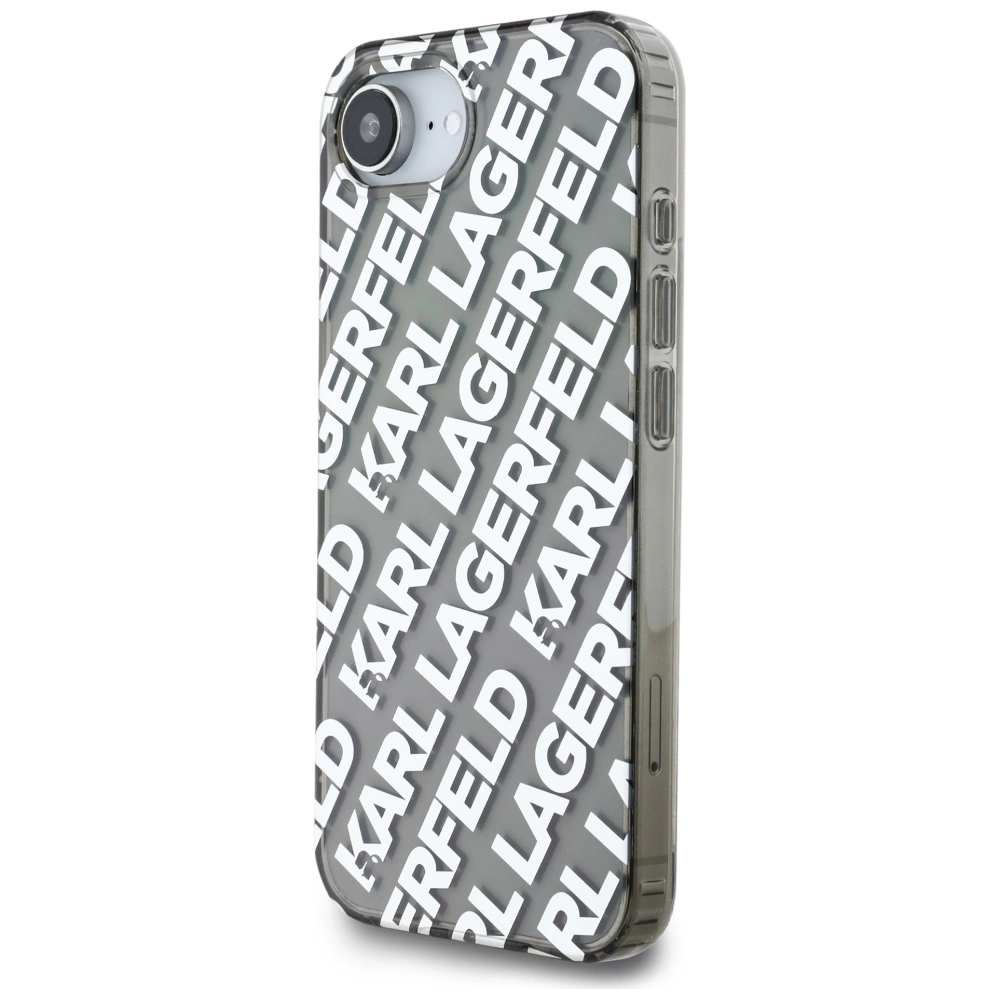 Karl Lagerfeld IML Repeat Logo case for iPhone 16e - silvereng