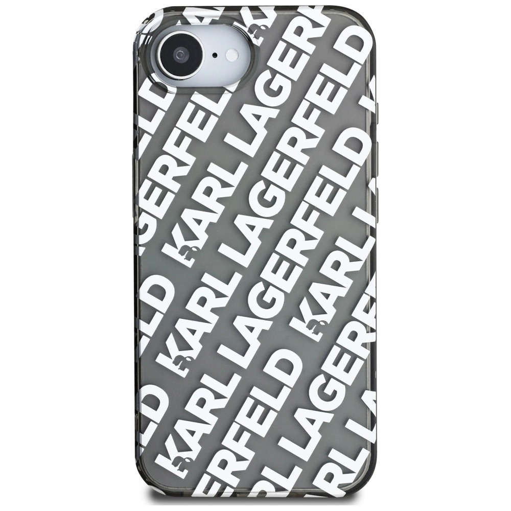 Karl Lagerfeld IML Repeat Logo case for iPhone 16e - silvereng