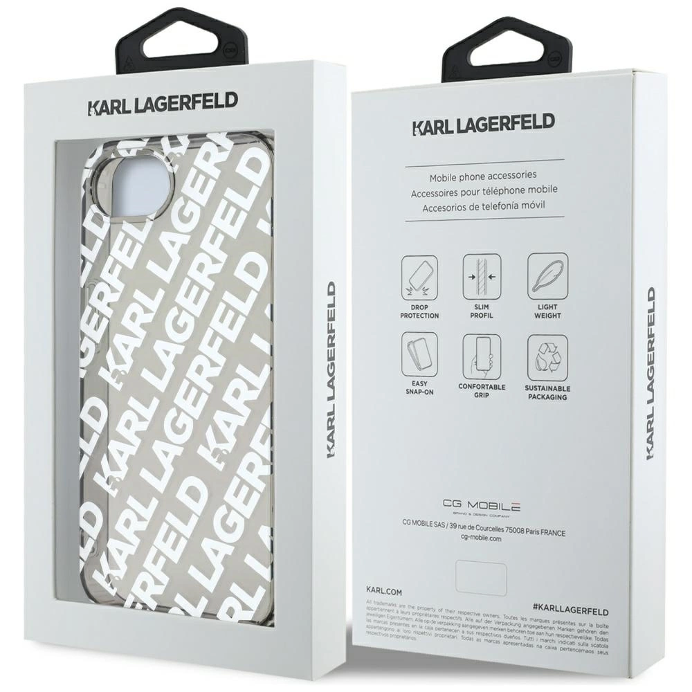 Karl Lagerfeld IML Repeat Logo case for iPhone 16e - silvereng