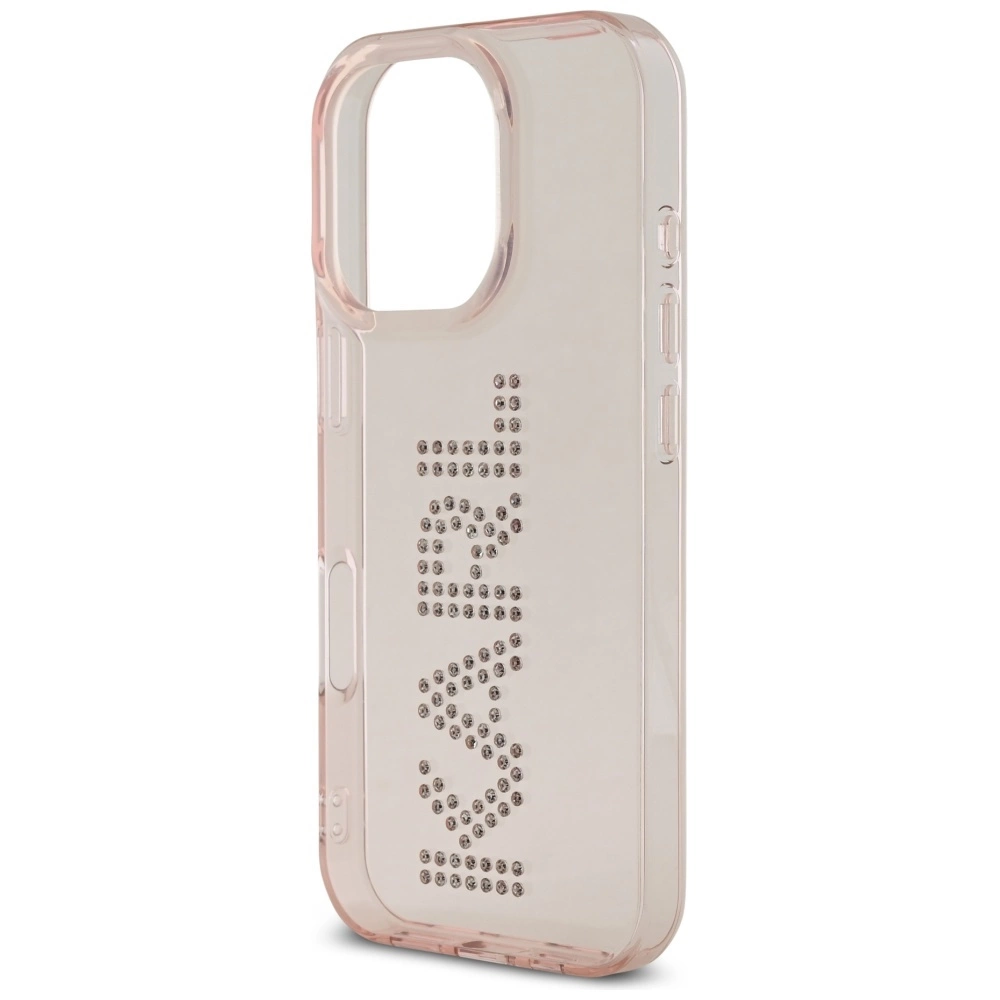 Karl Lagerfeld IML Rhinestones Logo iPhone 16 Pro Max Case - Pinkeng