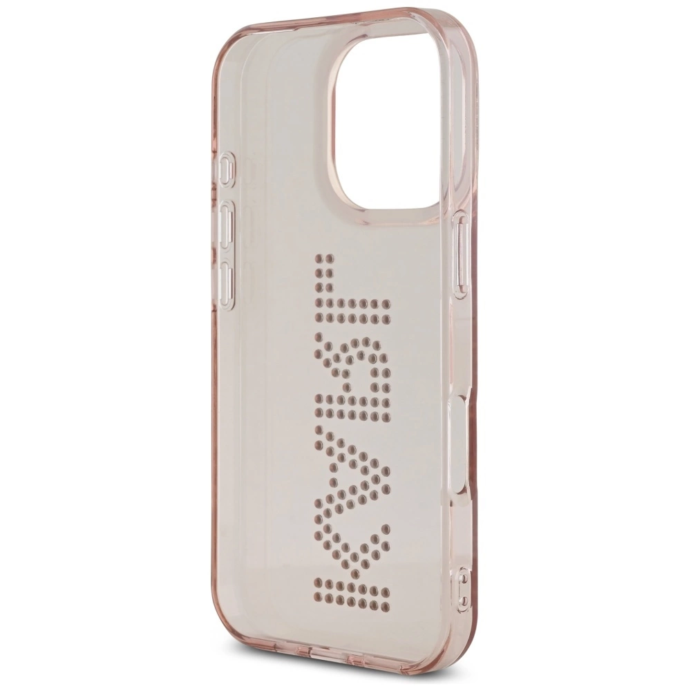 Karl Lagerfeld IML Rhinestones Logo iPhone 16 Pro Max Case - Pinkeng