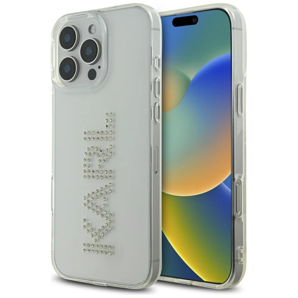 Karl Lagerfeld IML Rhinestones Logo iPhone 16 Pro Case - Cleareng