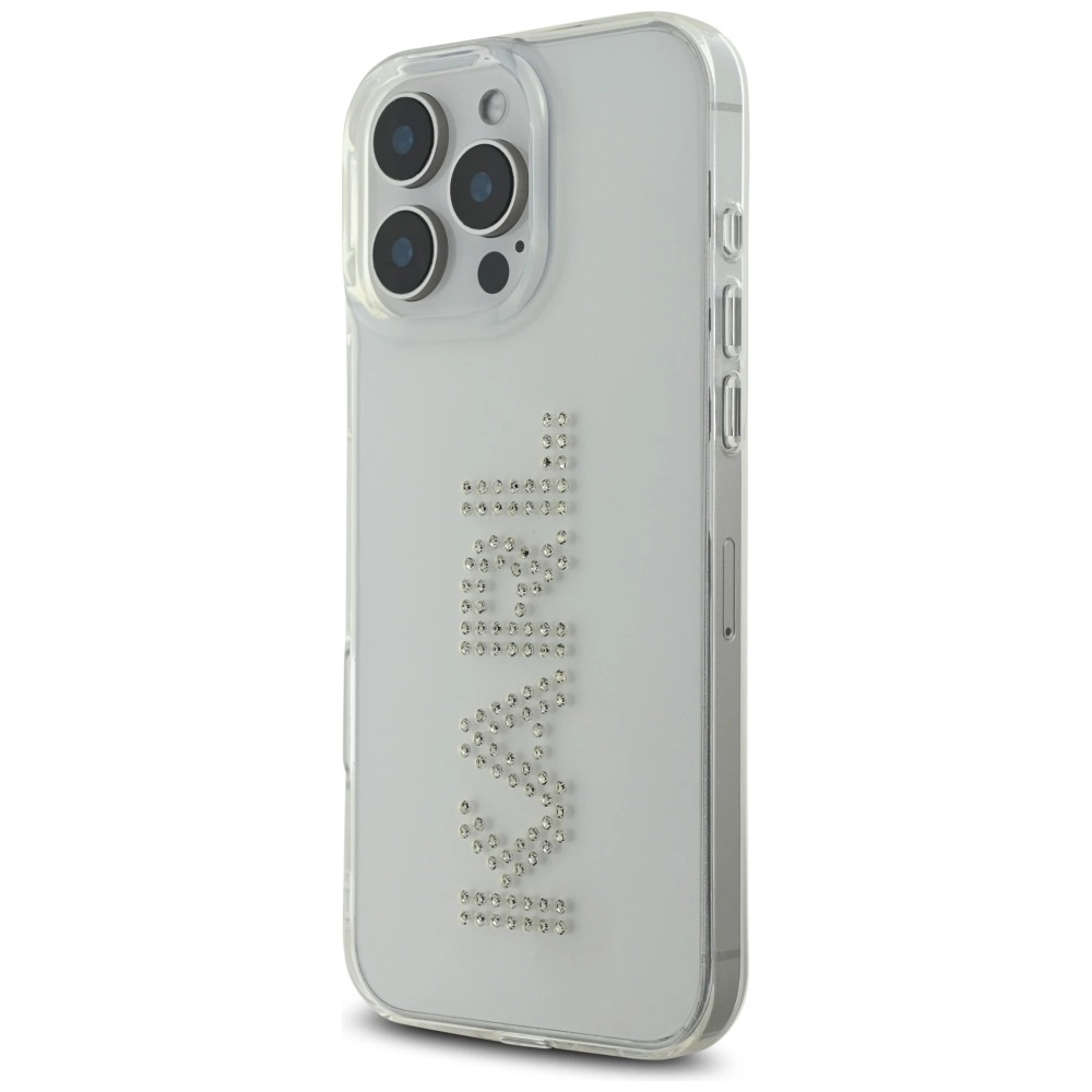 Karl Lagerfeld IML Rhinestones Logo iPhone 16 Pro Case - Cleareng