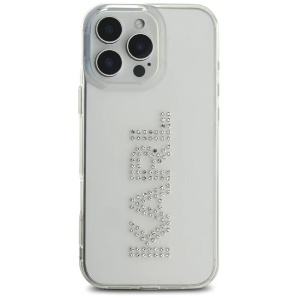 Karl Lagerfeld IML Rhinestones Logo iPhone 16 Pro Case - Cleareng