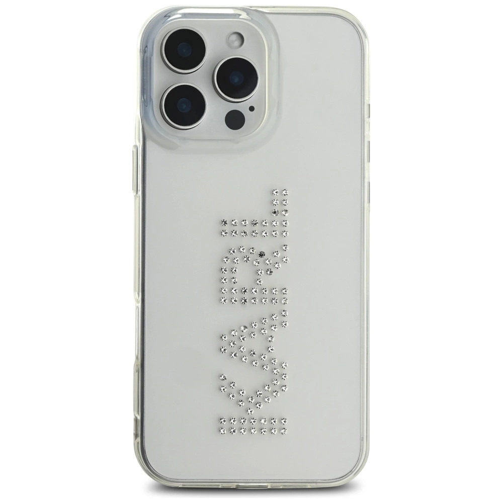 Karl Lagerfeld IML Rhinestones Logo iPhone 16 Pro Case - Cleareng