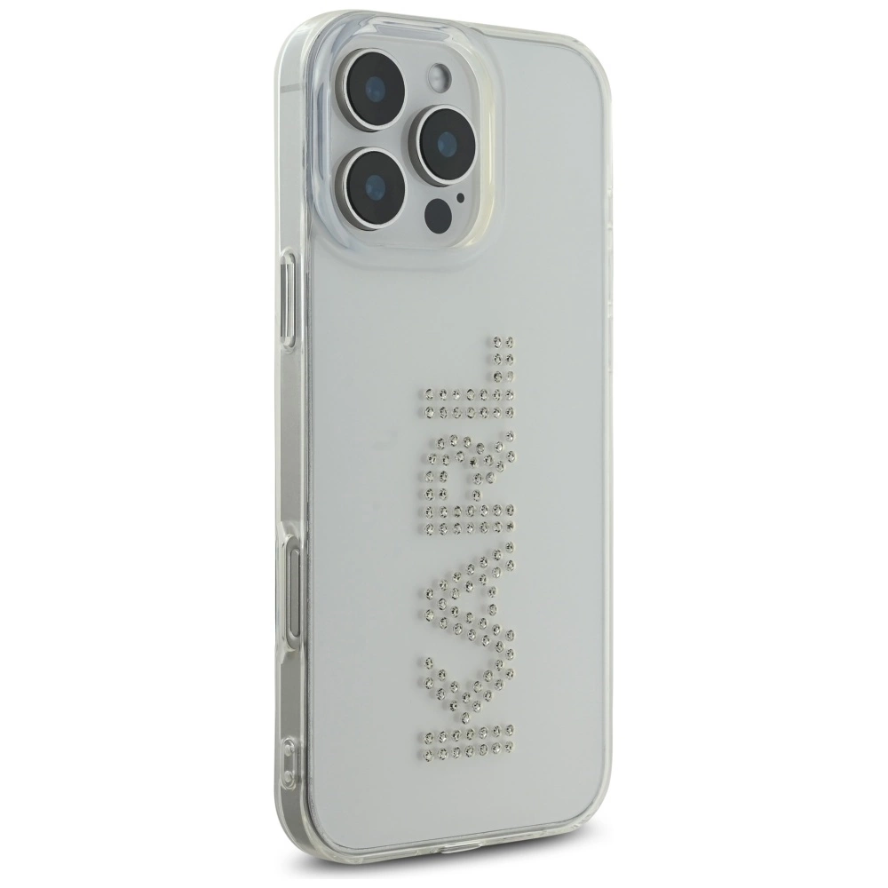 Karl Lagerfeld IML Rhinestones Logo iPhone 16 Pro Case - Cleareng