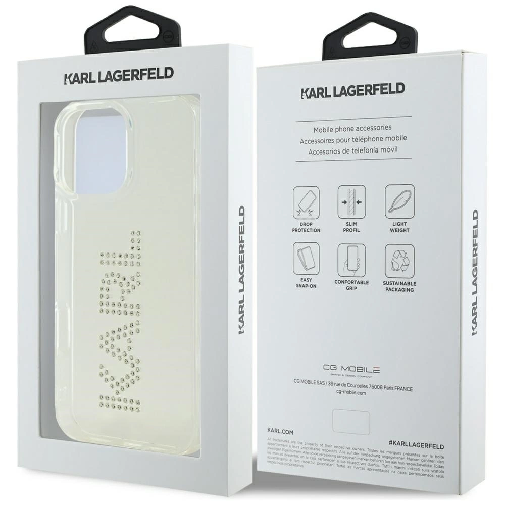 Karl Lagerfeld IML Rhinestones Logo iPhone 16 Pro Case - Cleareng