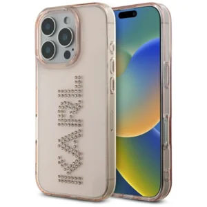 Karl Lagerfeld IML Rhinestones Logo iPhone 16 Pro Case - Pinkeng