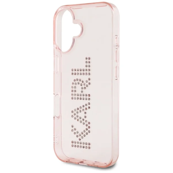 Karl Lagerfeld IML Rhinestones Logo iPhone 16 Case - Pinkeng