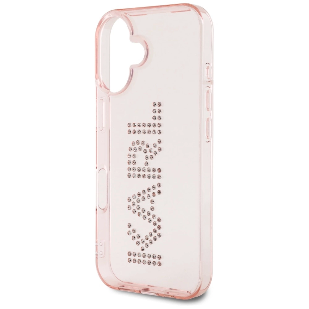 Karl Lagerfeld IML Rhinestones Logo iPhone 16 Case - Pinkeng