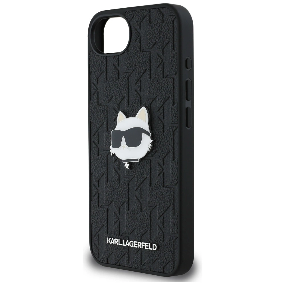 Karl Lagerfeld Monogram Choupette Head Pin iPhone 16e Case - Blackeng