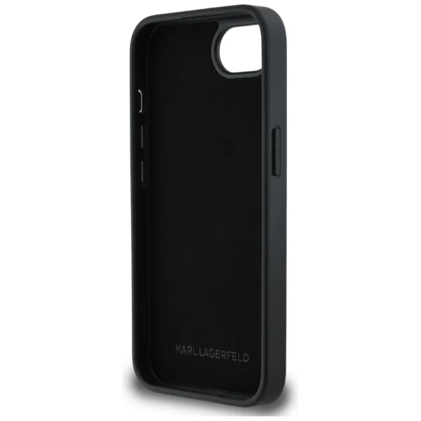 Karl Lagerfeld Monogram Choupette Head Pin iPhone 16e Case - Blackeng