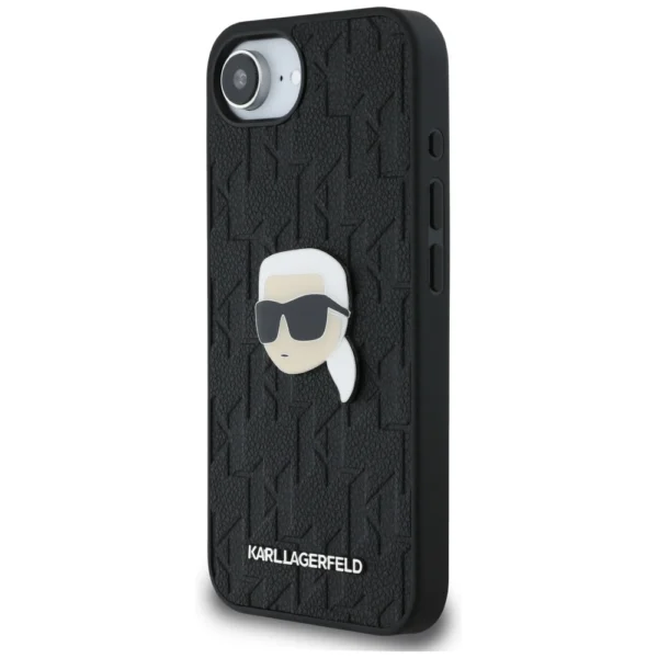 Karl Lagerfeld Monogram Karl Head Pin iPhone 16e Case - Blackeng