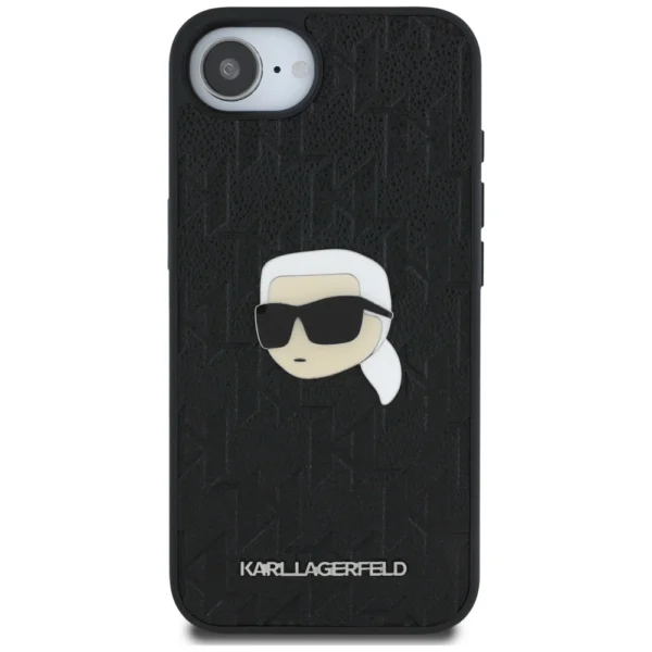 Karl Lagerfeld Monogram Karl Head Pin iPhone 16e Case - Blackeng
