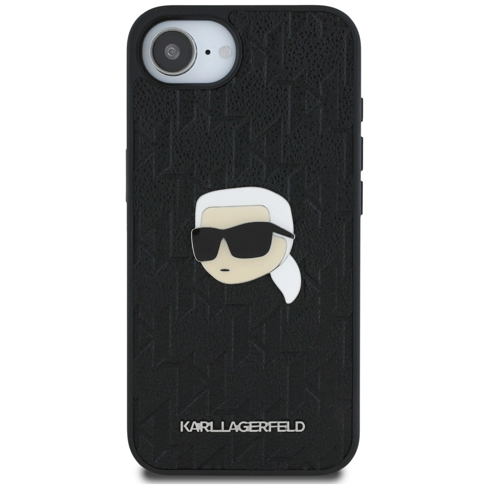 Karl Lagerfeld Monogram Karl Head Pin iPhone 16e Case - Blackeng