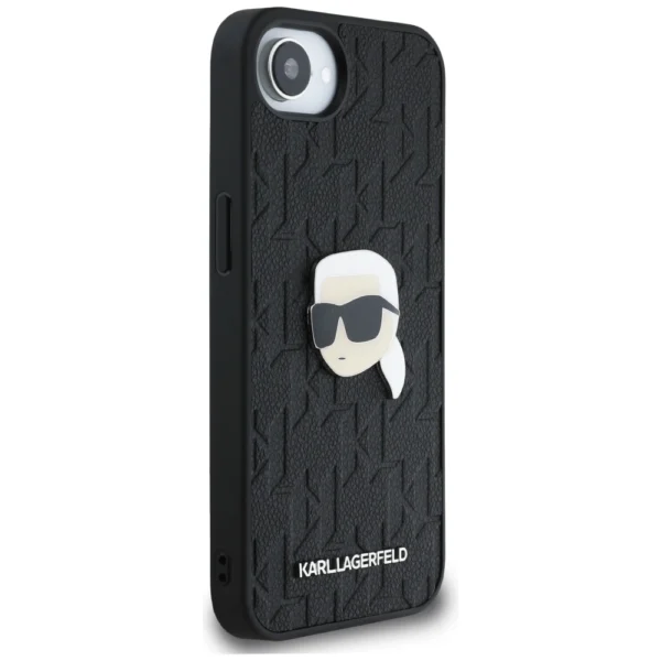 Karl Lagerfeld Monogram Karl Head Pin iPhone 16e Case - Blackeng