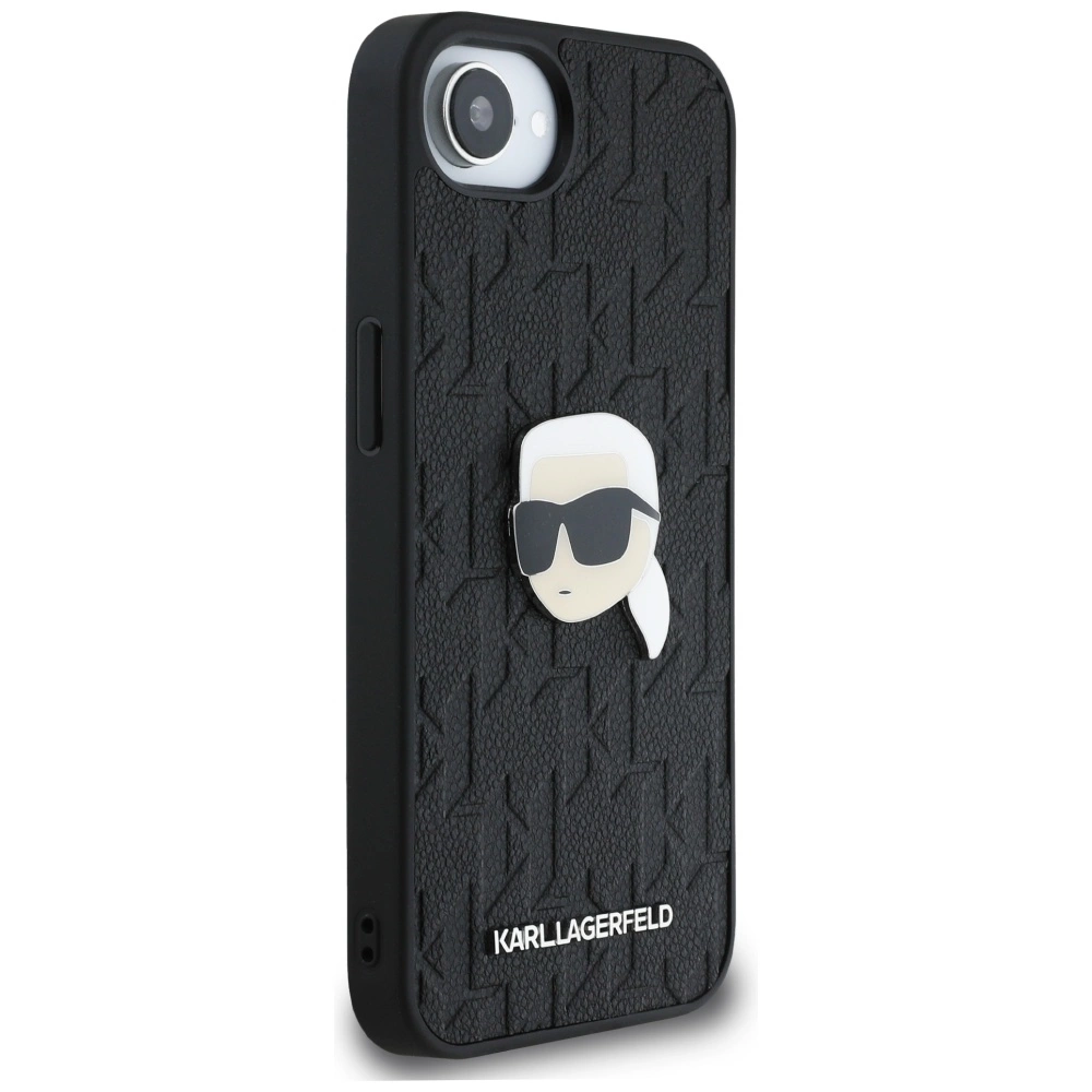 Karl Lagerfeld Monogram Karl Head Pin iPhone 16e Case - Blackeng