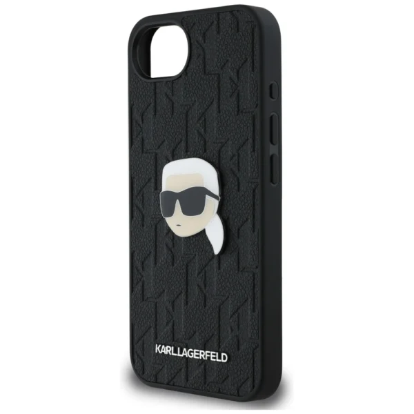 Karl Lagerfeld Monogram Karl Head Pin iPhone 16e Case - Blackeng