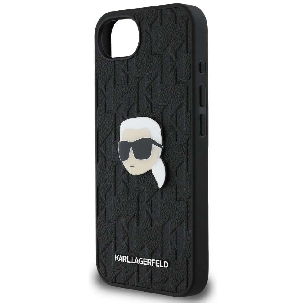 Karl Lagerfeld Monogram Karl Head Pin iPhone 16e Case - Blackeng