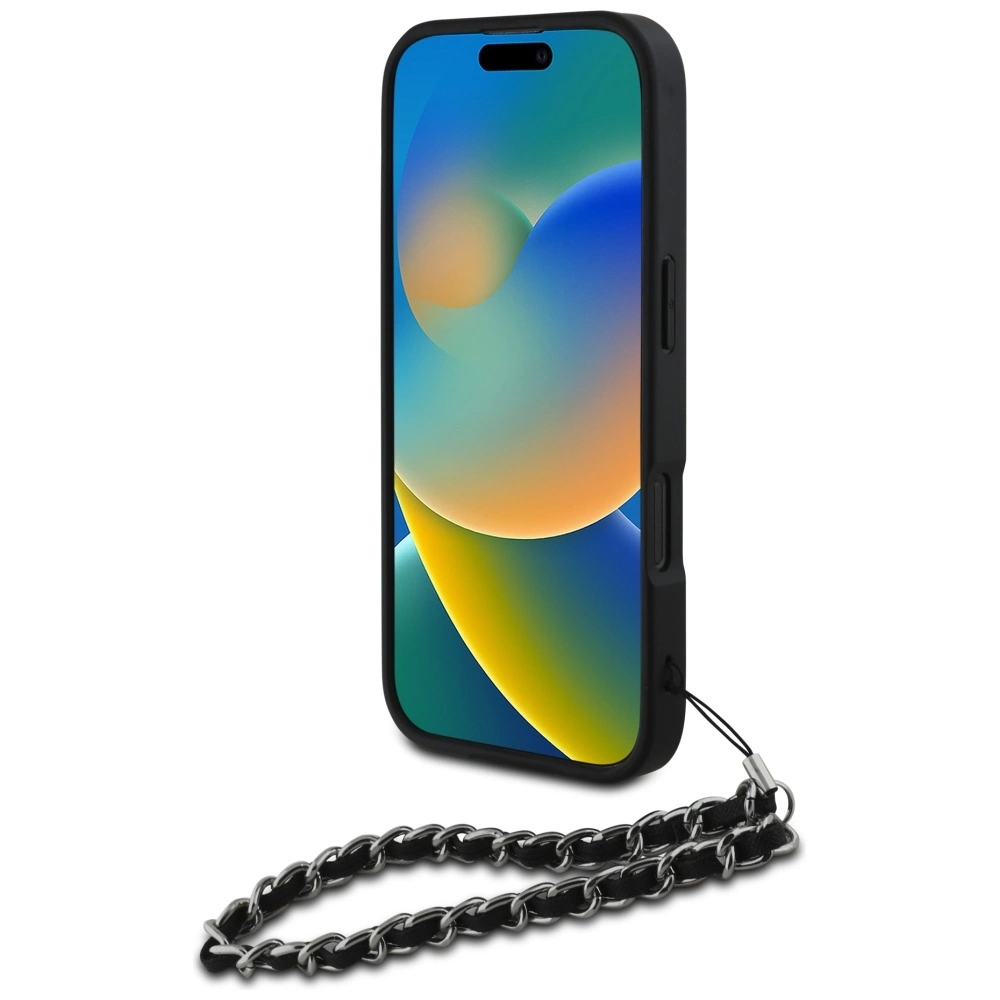 Karl Lagerfeld Saffiano Crystals w/Chain iPhone 16 Pro Max Case - Blackeng