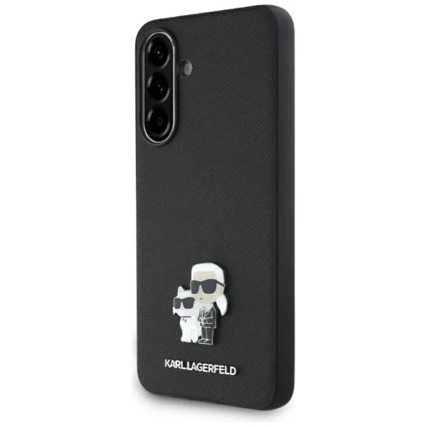Karl Lagerfeld Saffiano Case w/ K&C Metal Logo for Samsung Galaxy A36 - Blackeng