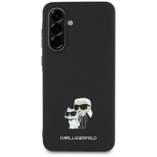 Karl Lagerfeld Saffiano Case w/ K&C Metal Logo for Samsung Galaxy A36 - Blackeng
