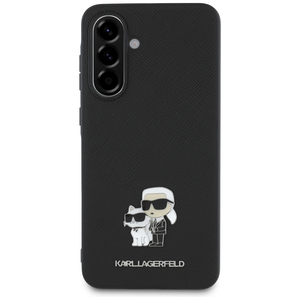 Karl Lagerfeld Saffiano Case w/ K&C Metal Logo for Samsung Galaxy A36 - Blackeng