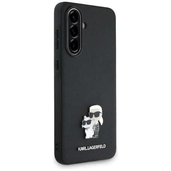 Karl Lagerfeld Saffiano Case w/ K&C Metal Logo for Samsung Galaxy A36 - Blackeng