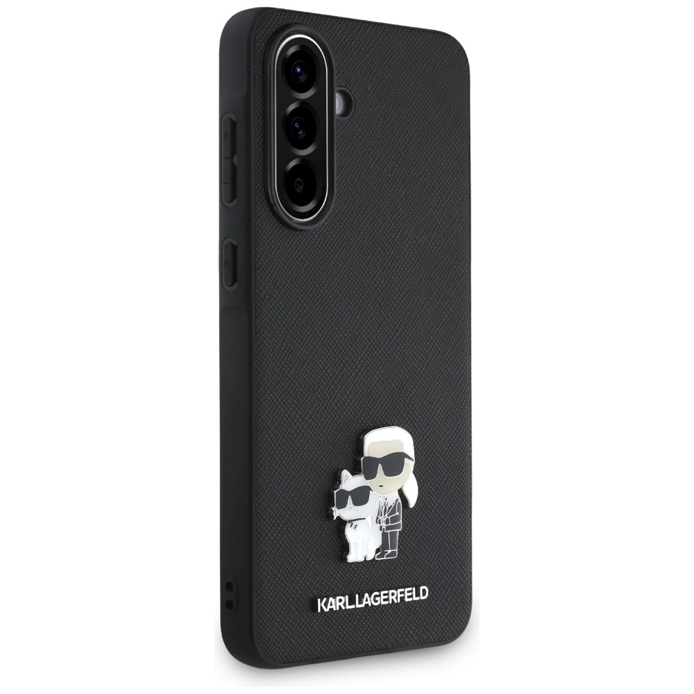 Karl Lagerfeld Saffiano Case w/ K&C Metal Logo for Samsung Galaxy A36 - Blackeng