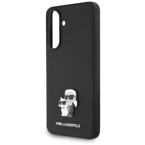 Karl Lagerfeld Saffiano Case w/ K&C Metal Logo for Samsung Galaxy A36 - Blackeng