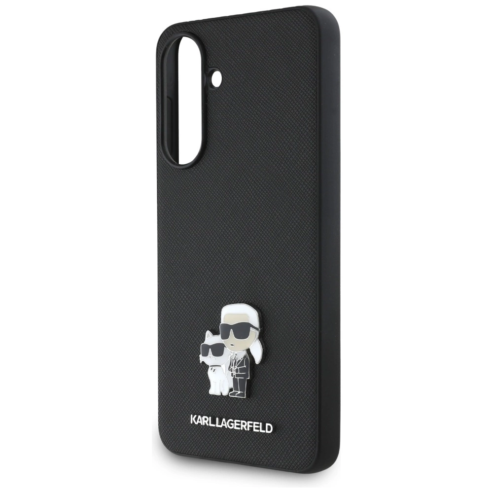 Karl Lagerfeld Saffiano Case w/ K&C Metal Logo for Samsung Galaxy A36 - Blackeng